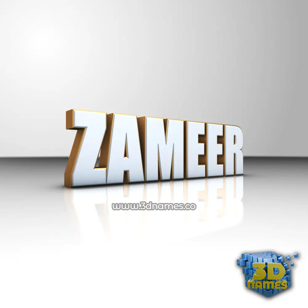 zameer in White'n'Gold style - 3D name wallpaper