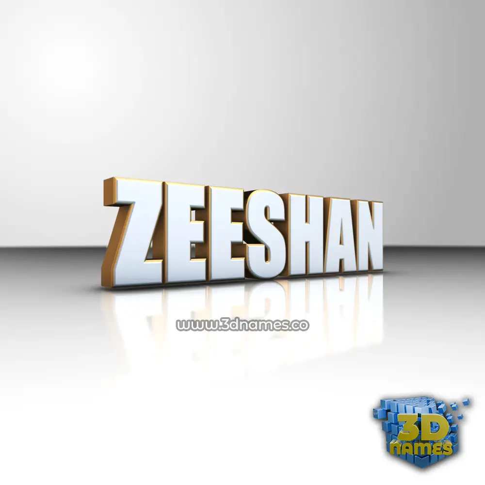 zeeshan in White'n'Gold style - 3D name wallpaper