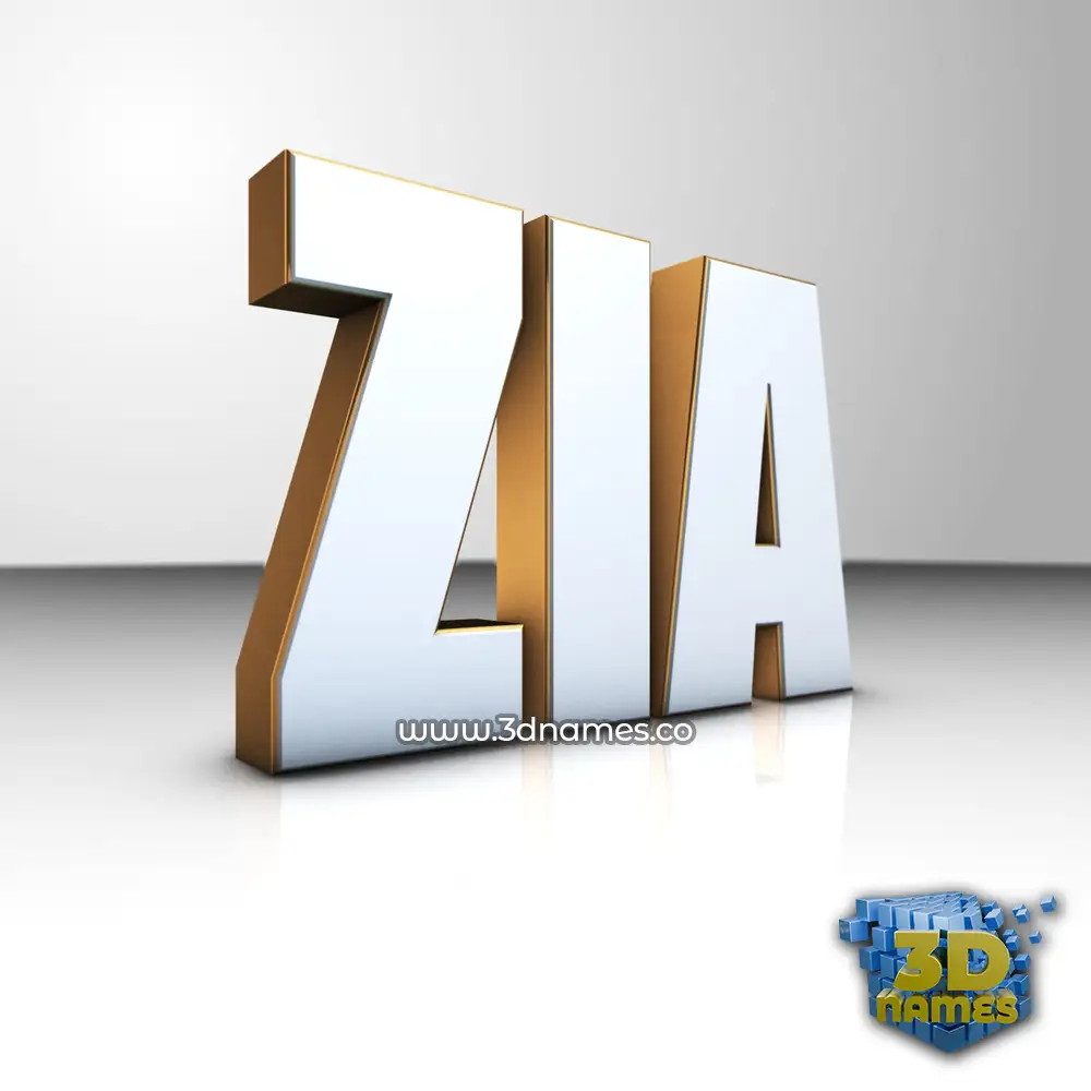 zia in White'n'Gold style - 3D name wallpaper