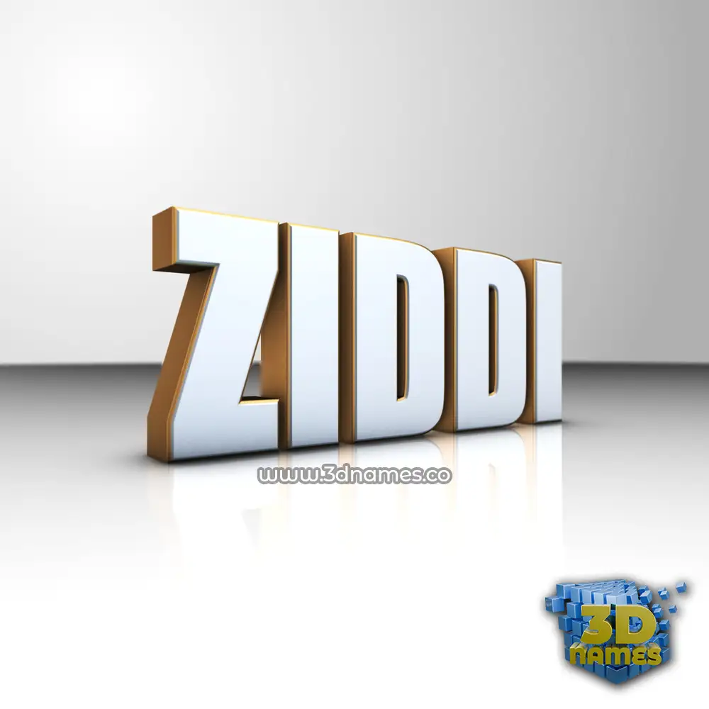 ziddi in White'n'Gold style - 3D name wallpaper