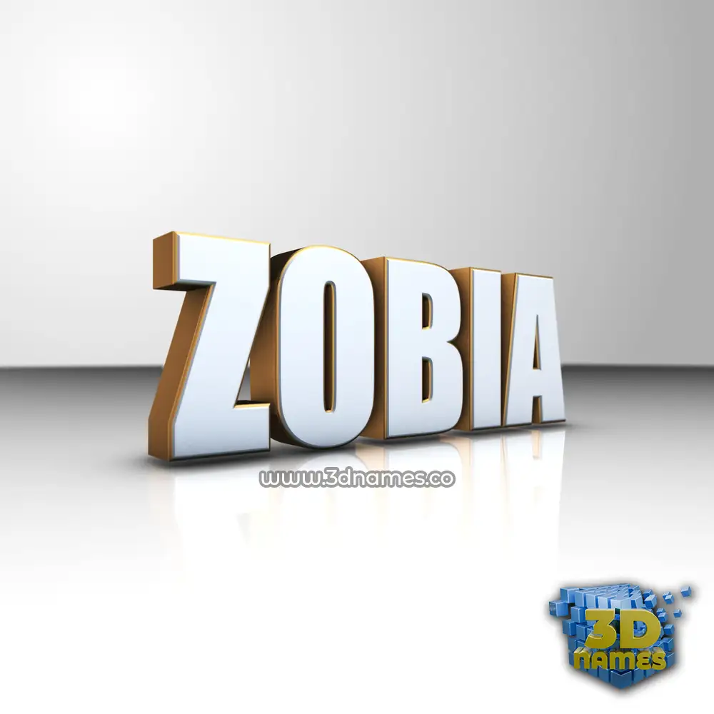 zobia in White'n'Gold style - 3D name wallpaper