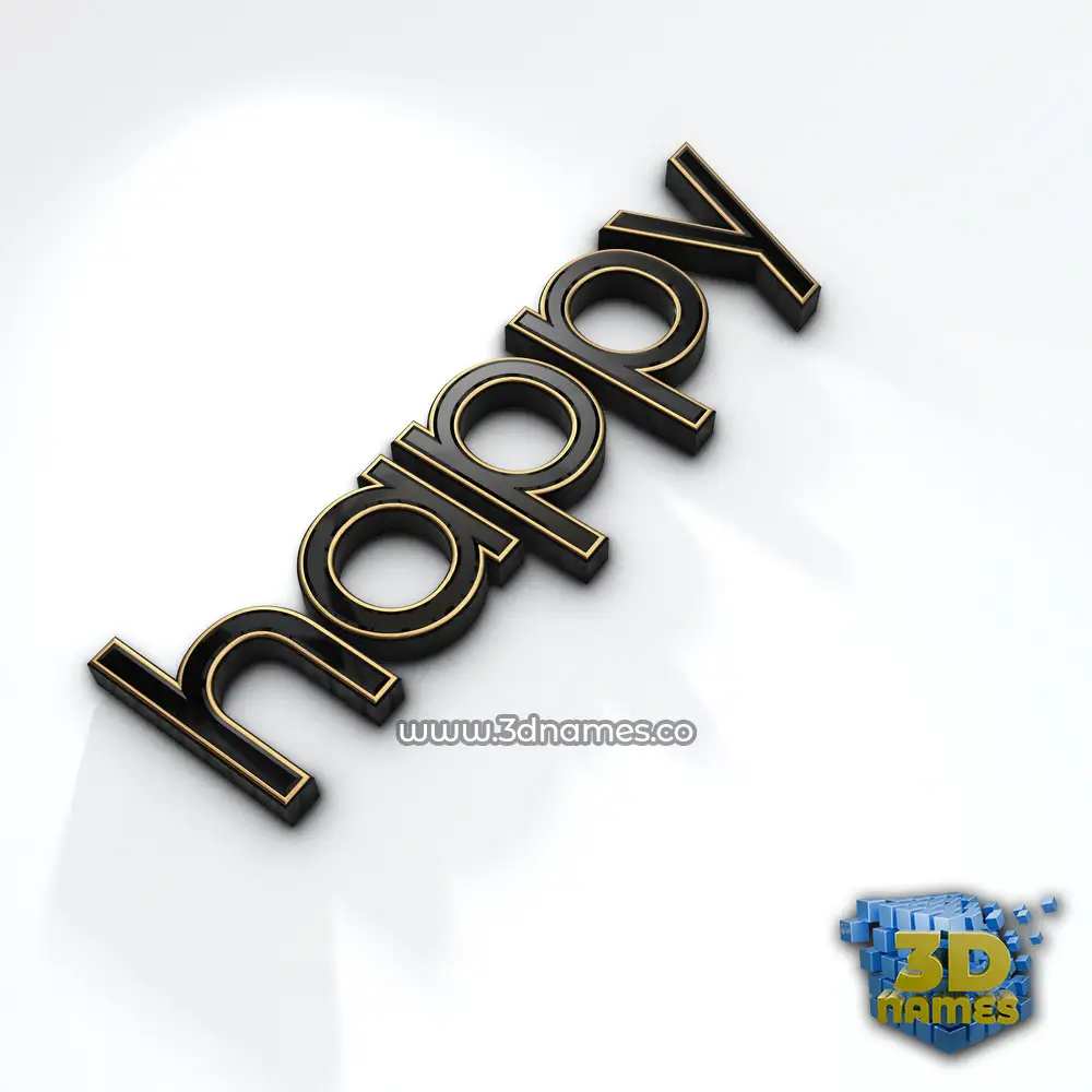 happy in Black'n'White style - 3D name wallpaper