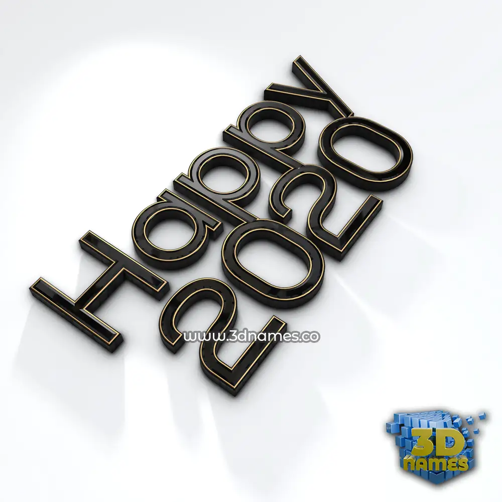 happy 2020 in Black'n'White style - 3D name wallpaper