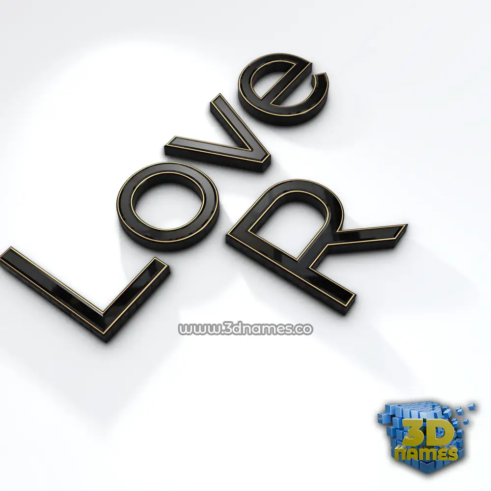 love r in Black'n'White style - 3D name wallpaper