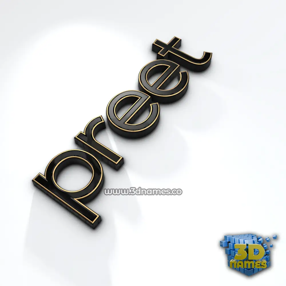 preet in Black'n'White style - 3D name wallpaper