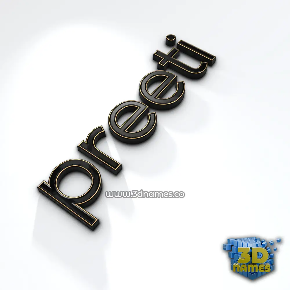 preeti in Black'n'White style - 3D name wallpaper