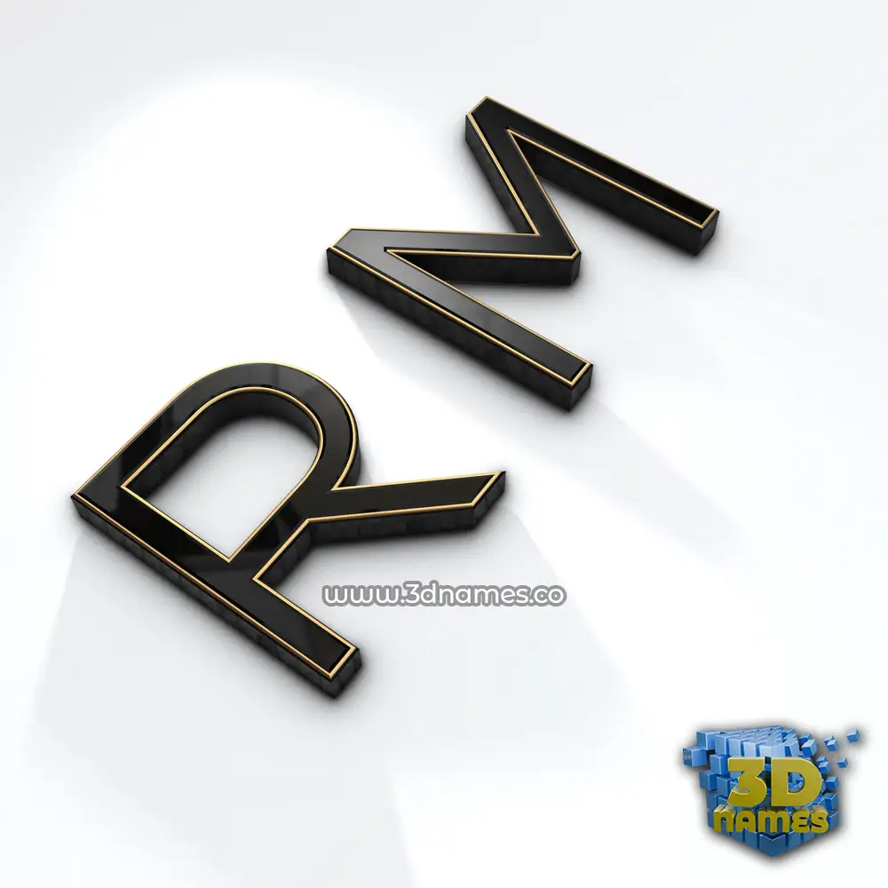 r m in Black'n'White style - 3D name wallpaper