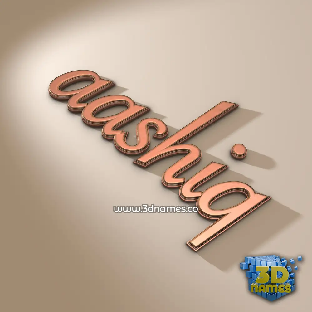 aashiq in Rose Gold style - 3D name wallpaper