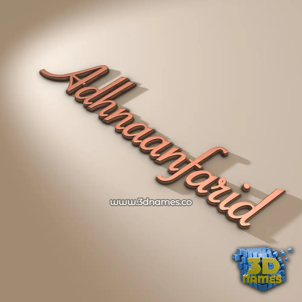 adhnaanfarid in Rose Gold style - 3D name wallpaper
