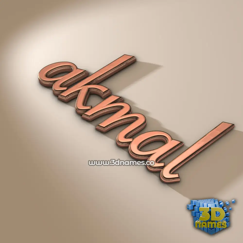 akmal in Rose Gold style - 3D name wallpaper