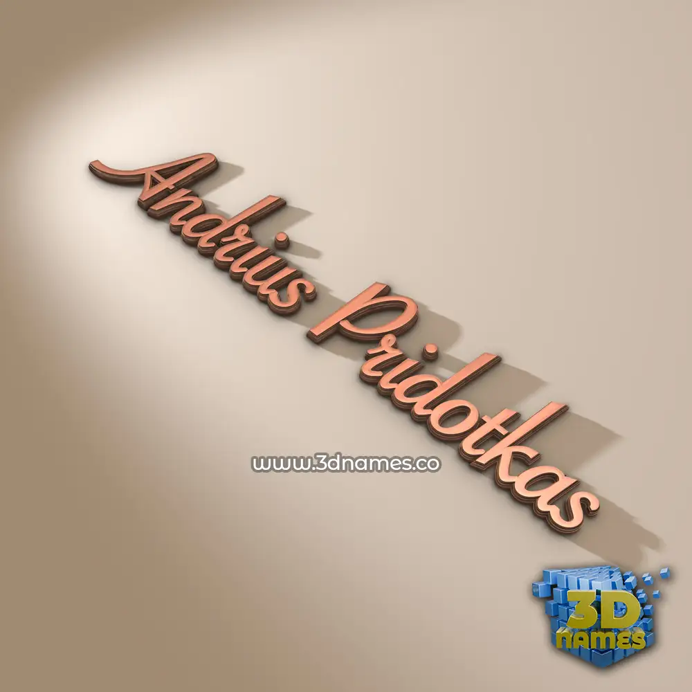 andrius pridotkas in Rose Gold style - 3D name wallpaper
