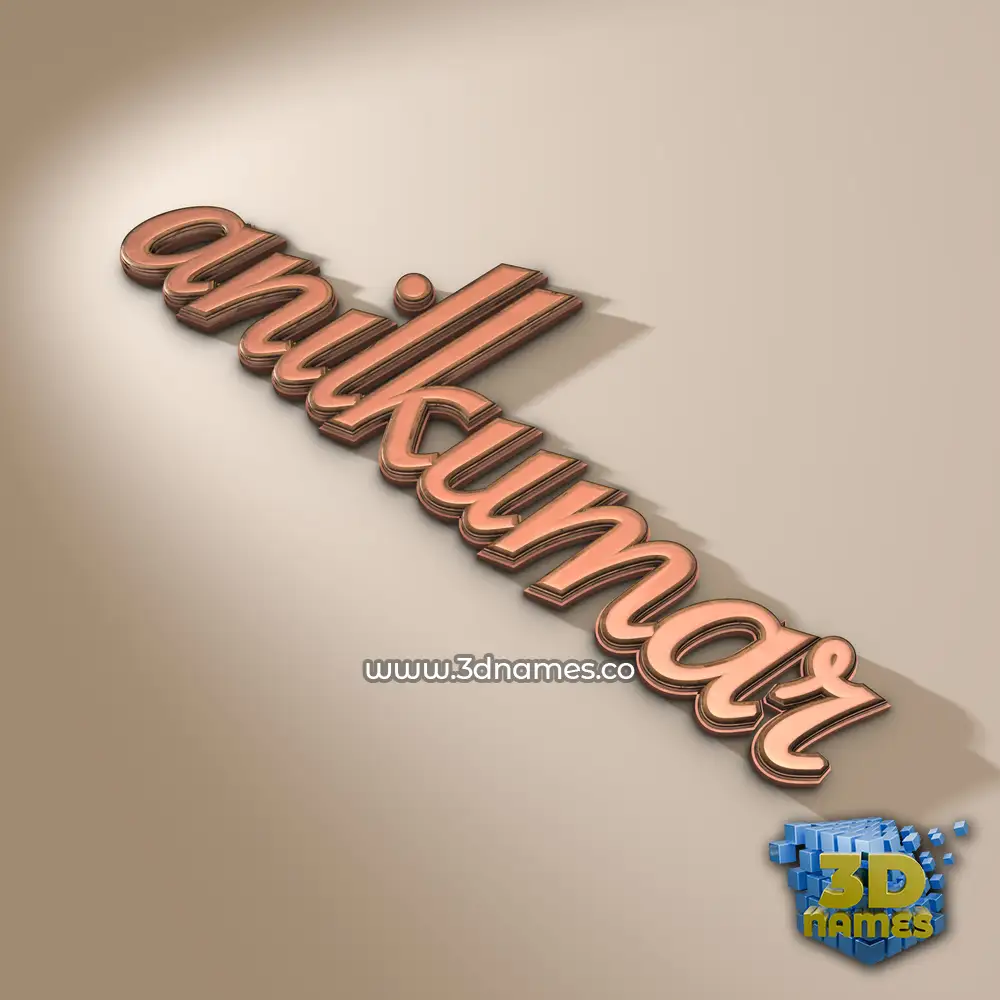 anilkumar in Rose Gold style - 3D name wallpaper