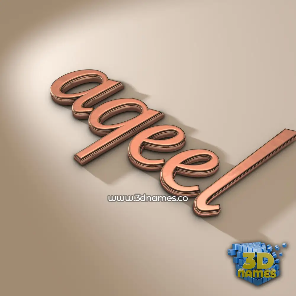 aqeel in Rose Gold style - 3D name wallpaper