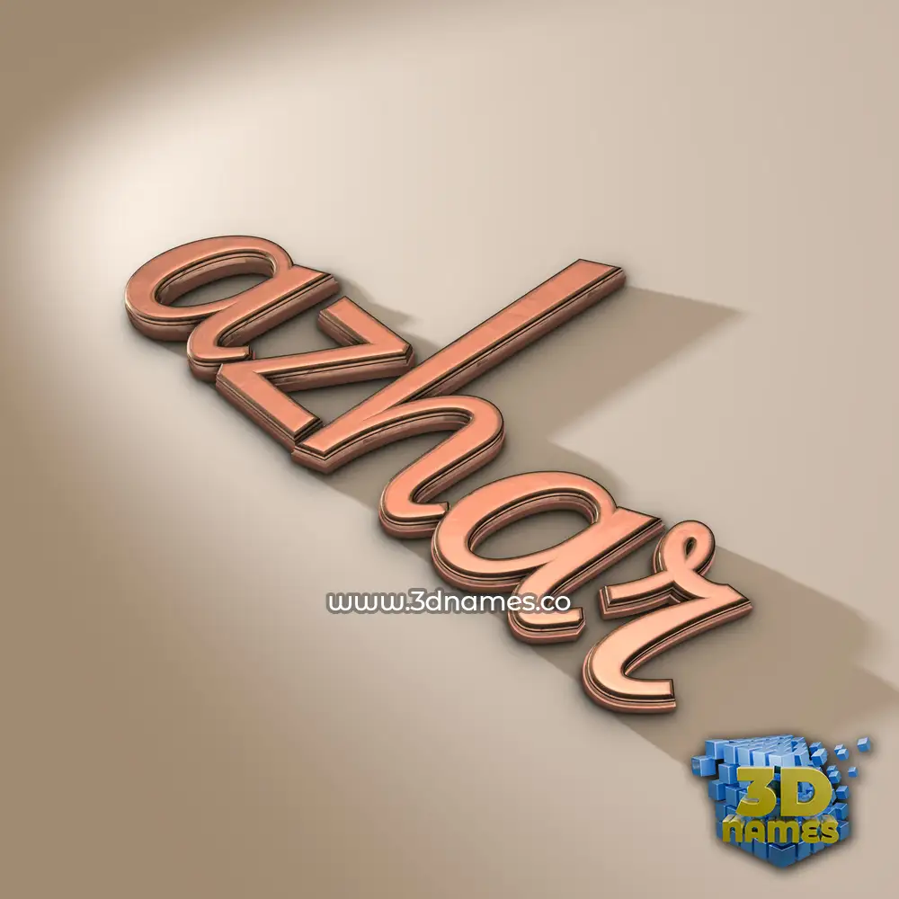 azhar in Rose Gold style - 3D name wallpaper