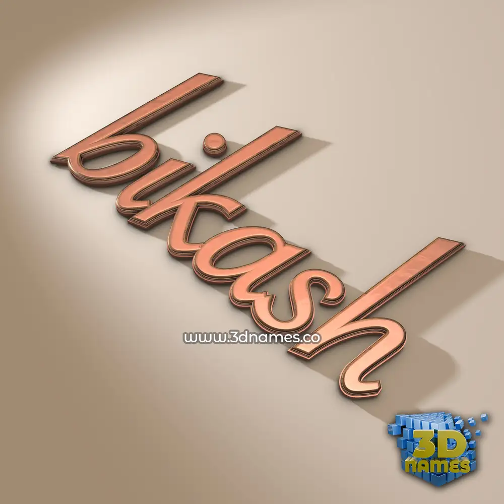 bikash in Rose Gold style - 3D name wallpaper