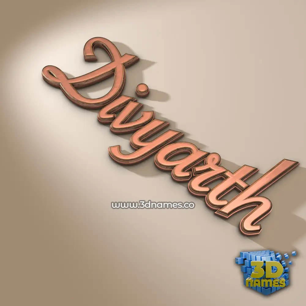 divyarth in Rose Gold style - 3D name wallpaper
