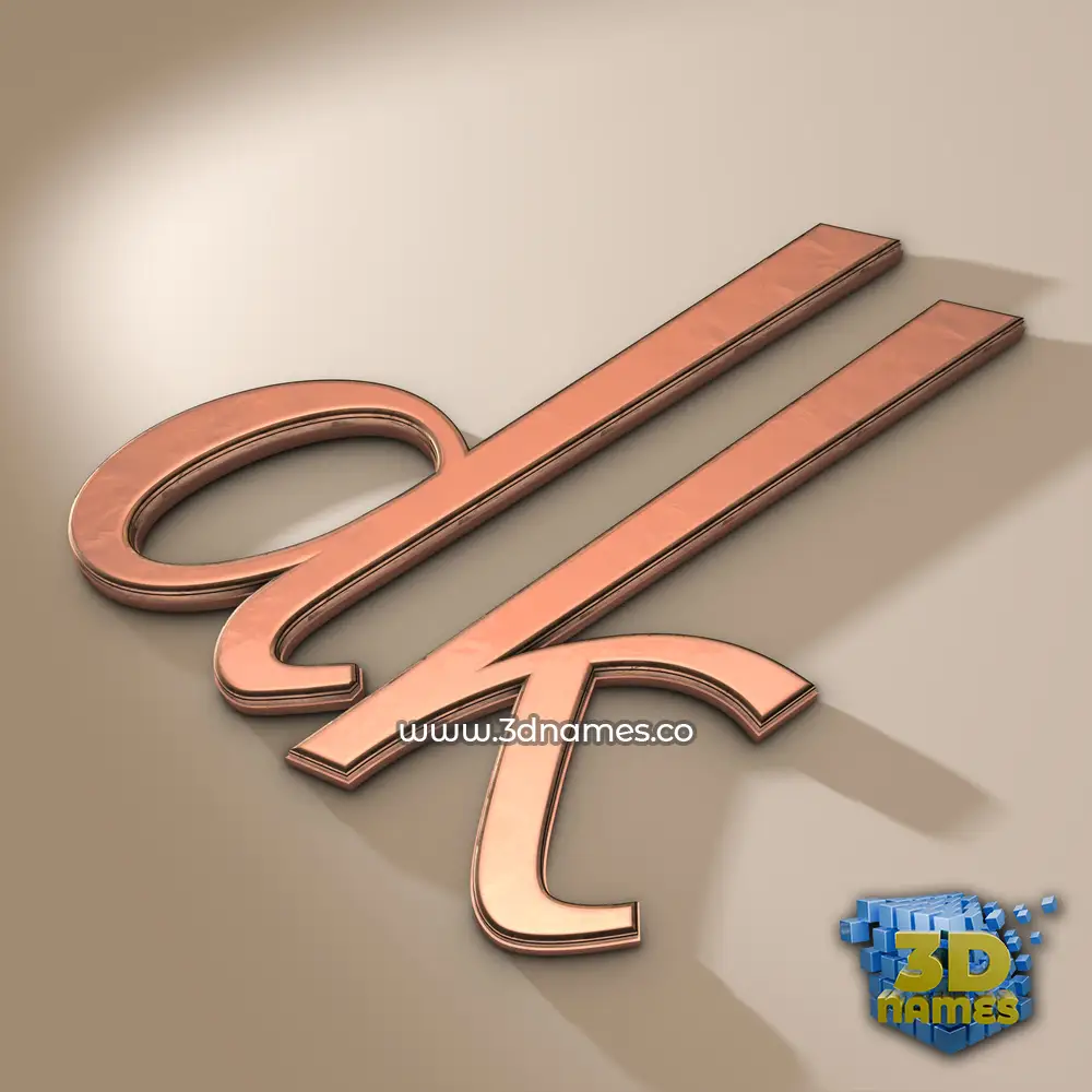 dk in Rose Gold style - 3D name wallpaper