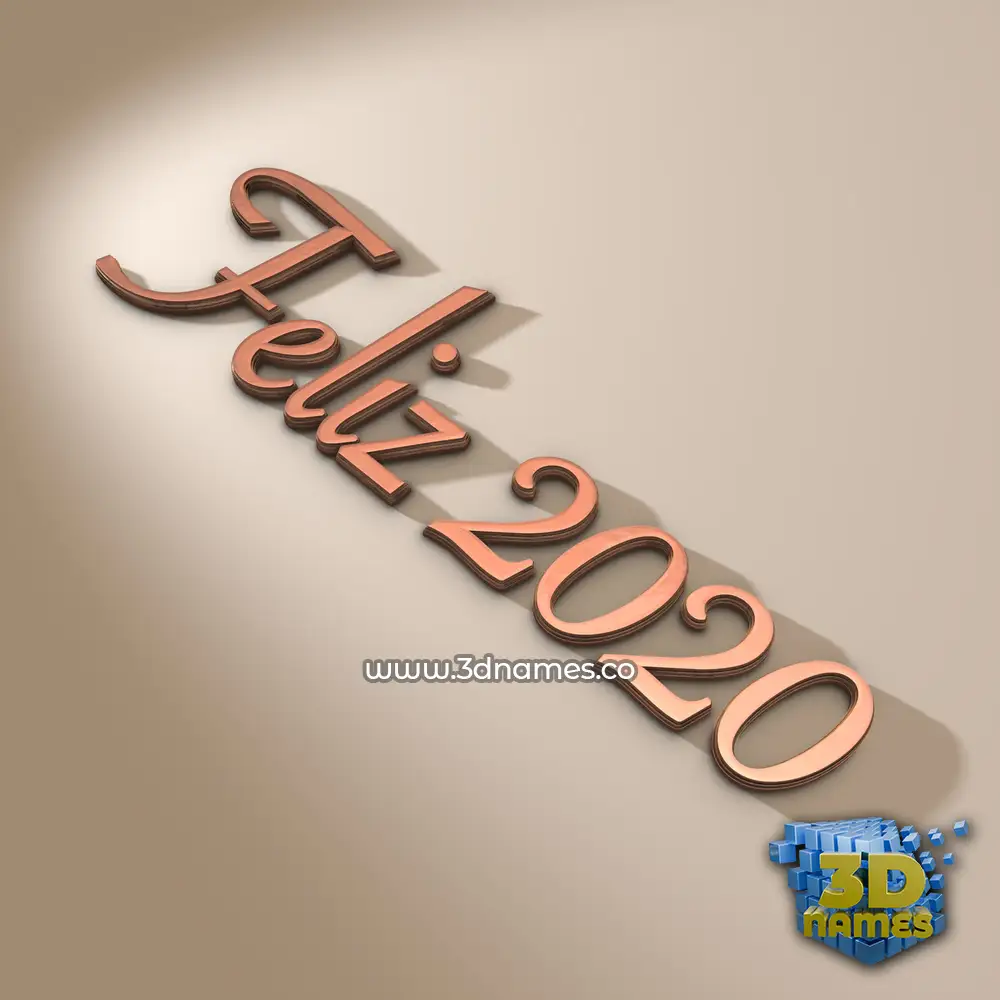 feliz 2020 in Rose Gold style - 3D name wallpaper