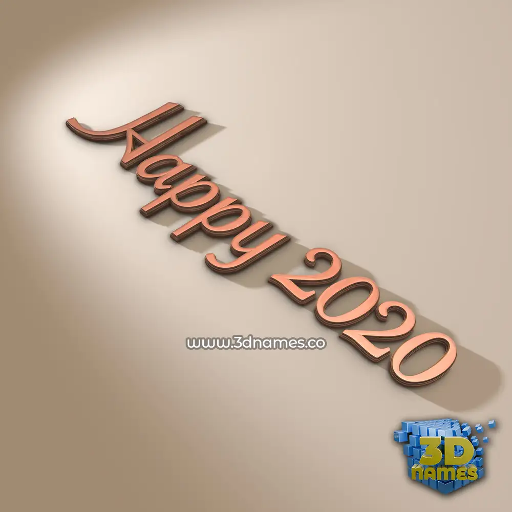 happy 2020 in Rose Gold style - 3D name wallpaper