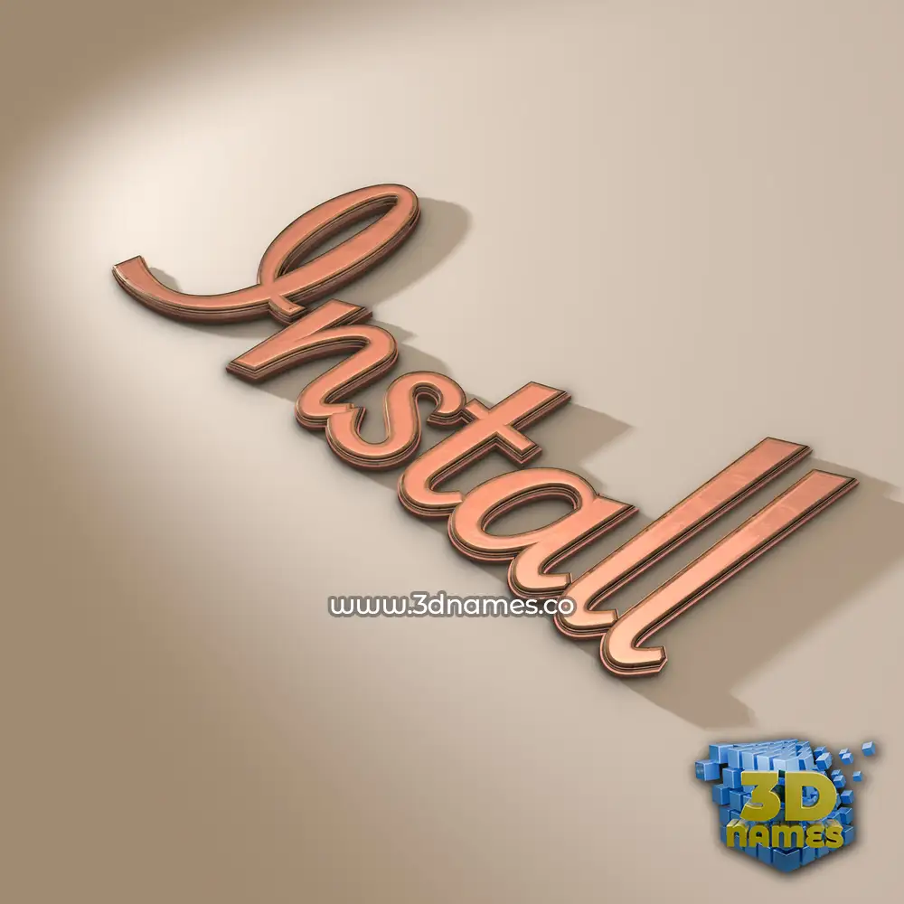 install in Rose Gold style - 3D name wallpaper
