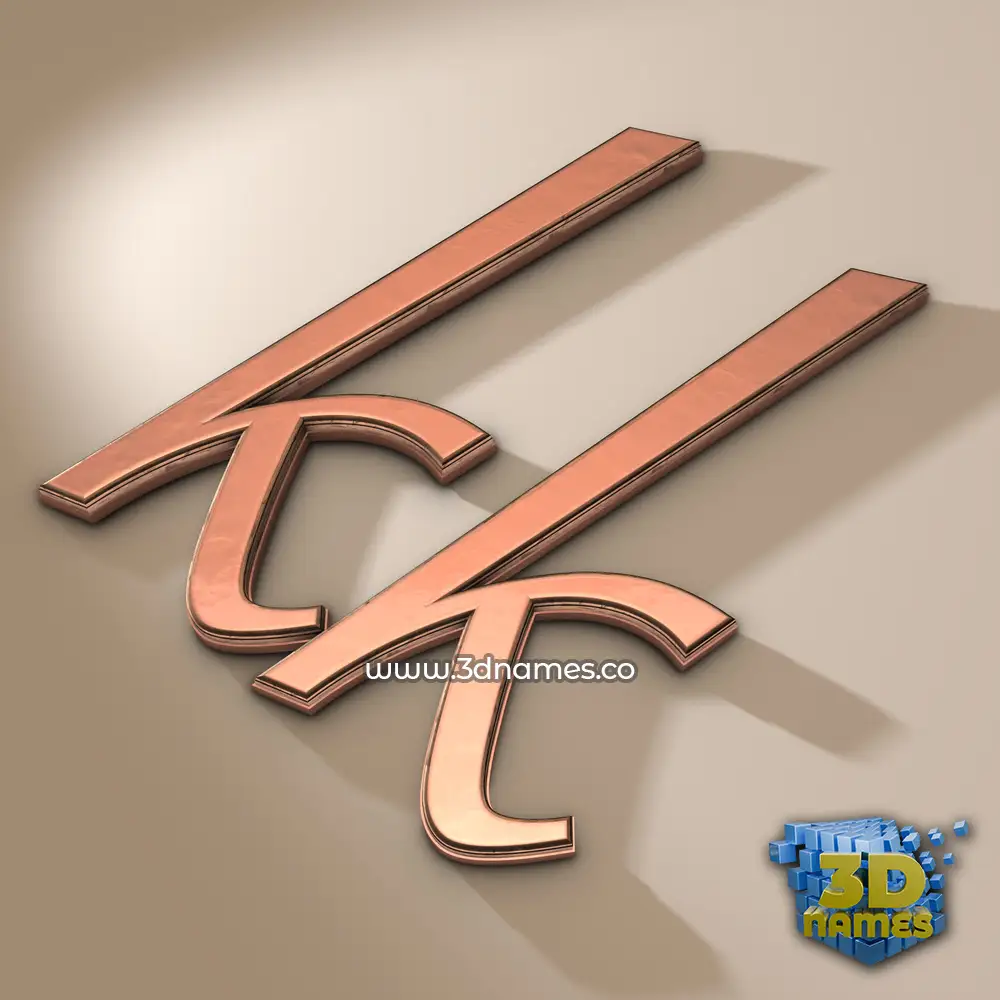 kk in Rose Gold style - 3D name wallpaper