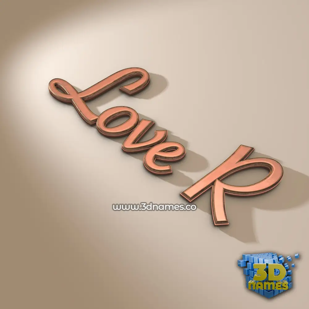 love r in Rose Gold style - 3D name wallpaper