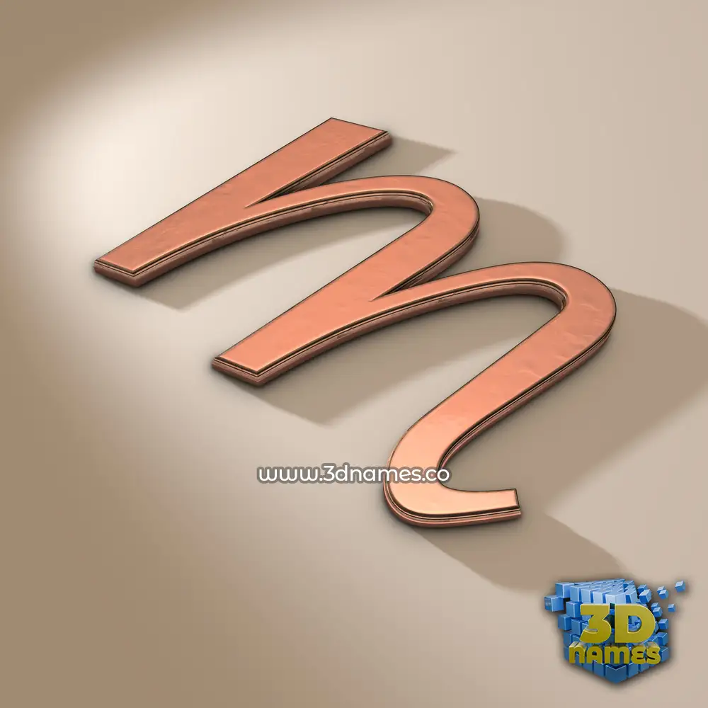 m in Rose Gold style - 3D name wallpaper