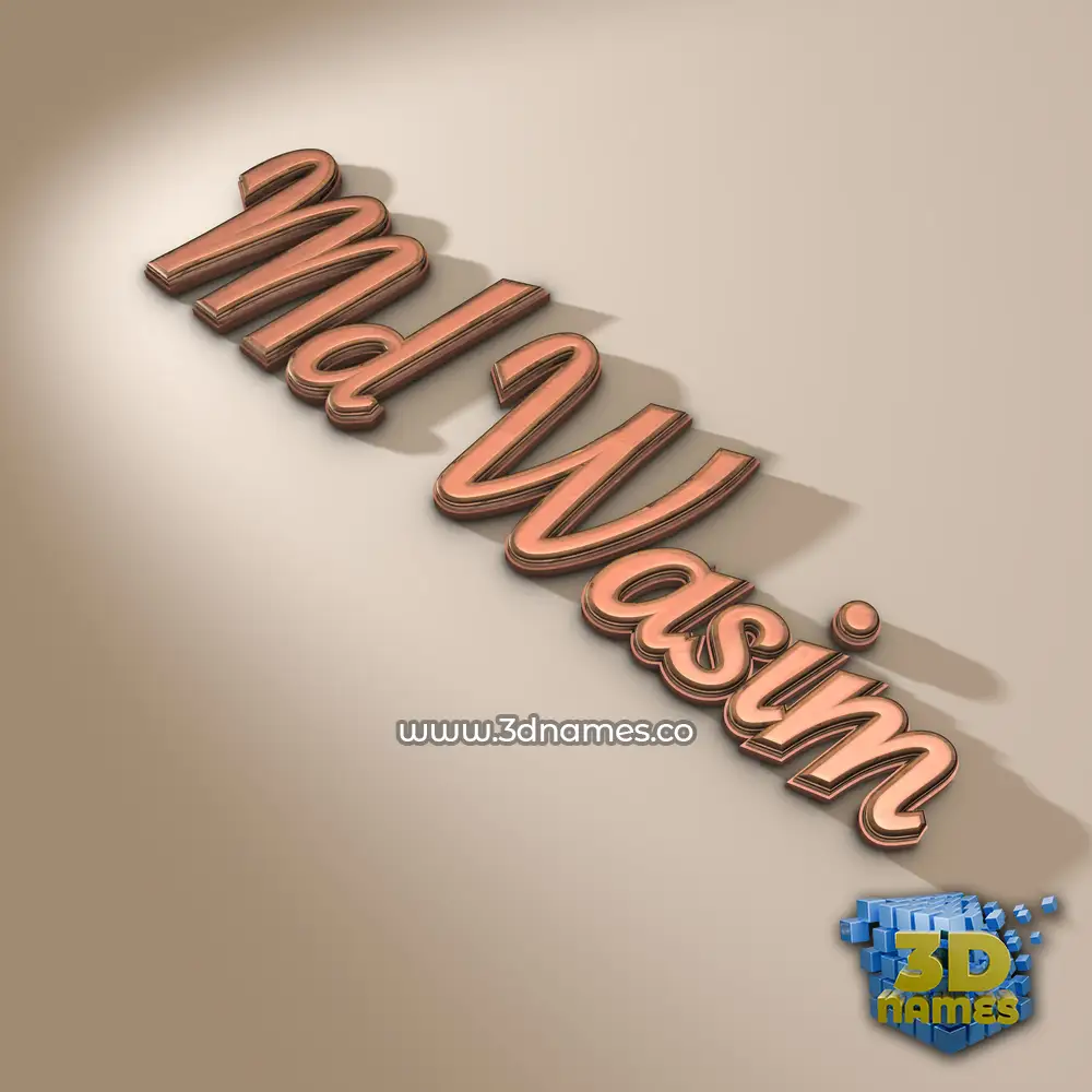 md wasim in Rose Gold style - 3D name wallpaper
