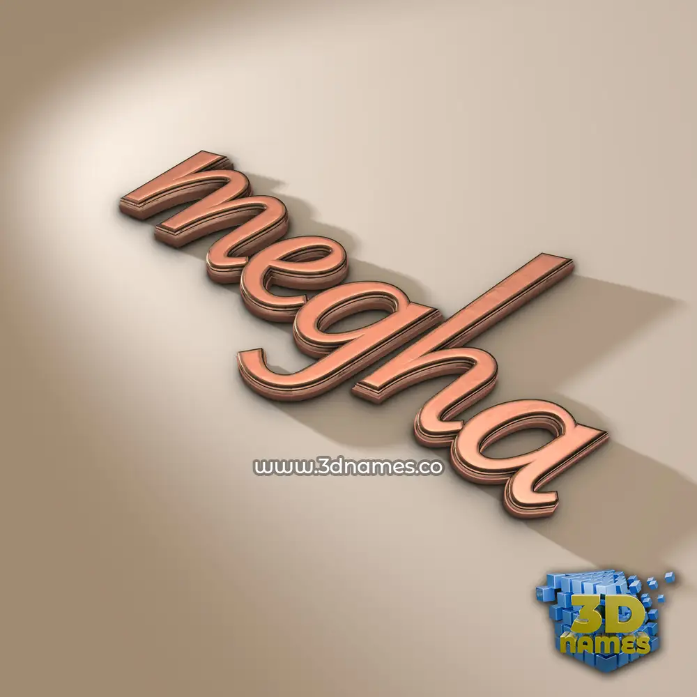 megha in Rose Gold style - 3D name wallpaper