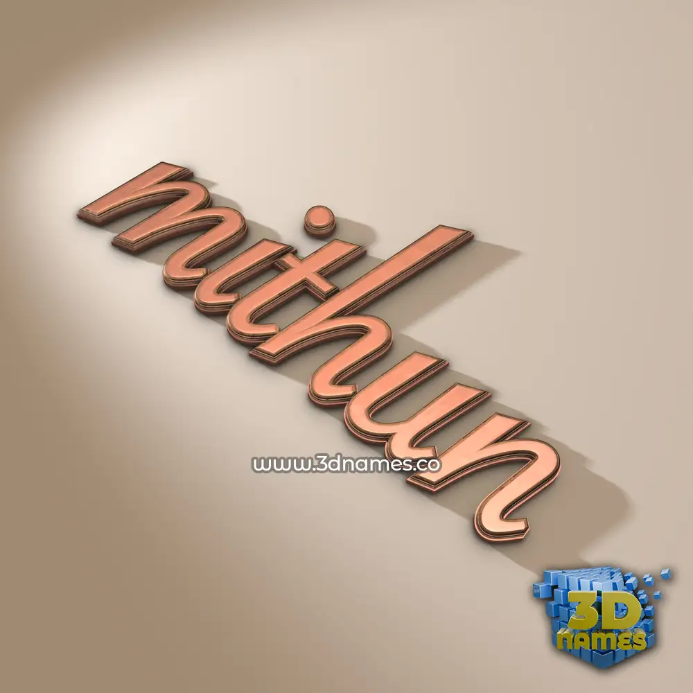 mithun in Rose Gold style - 3D name wallpaper