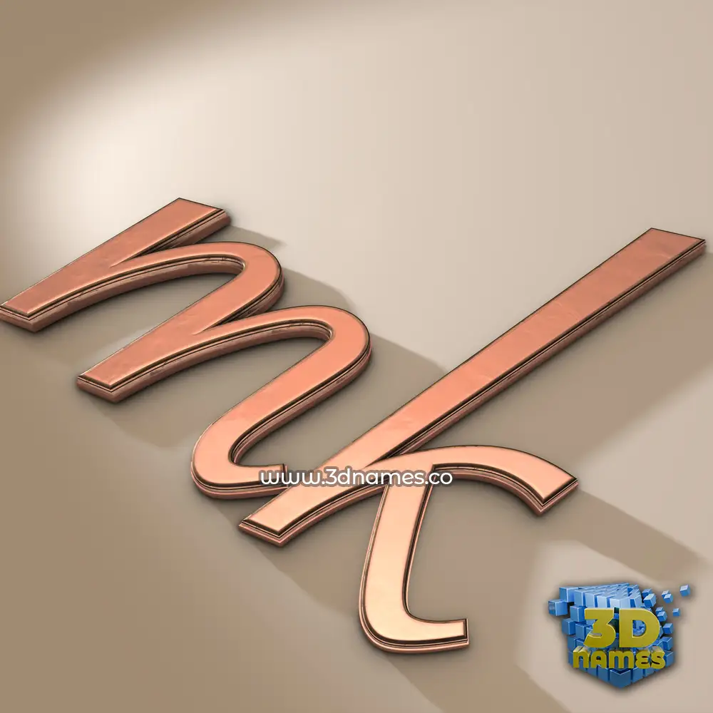mk in Rose Gold style - 3D name wallpaper