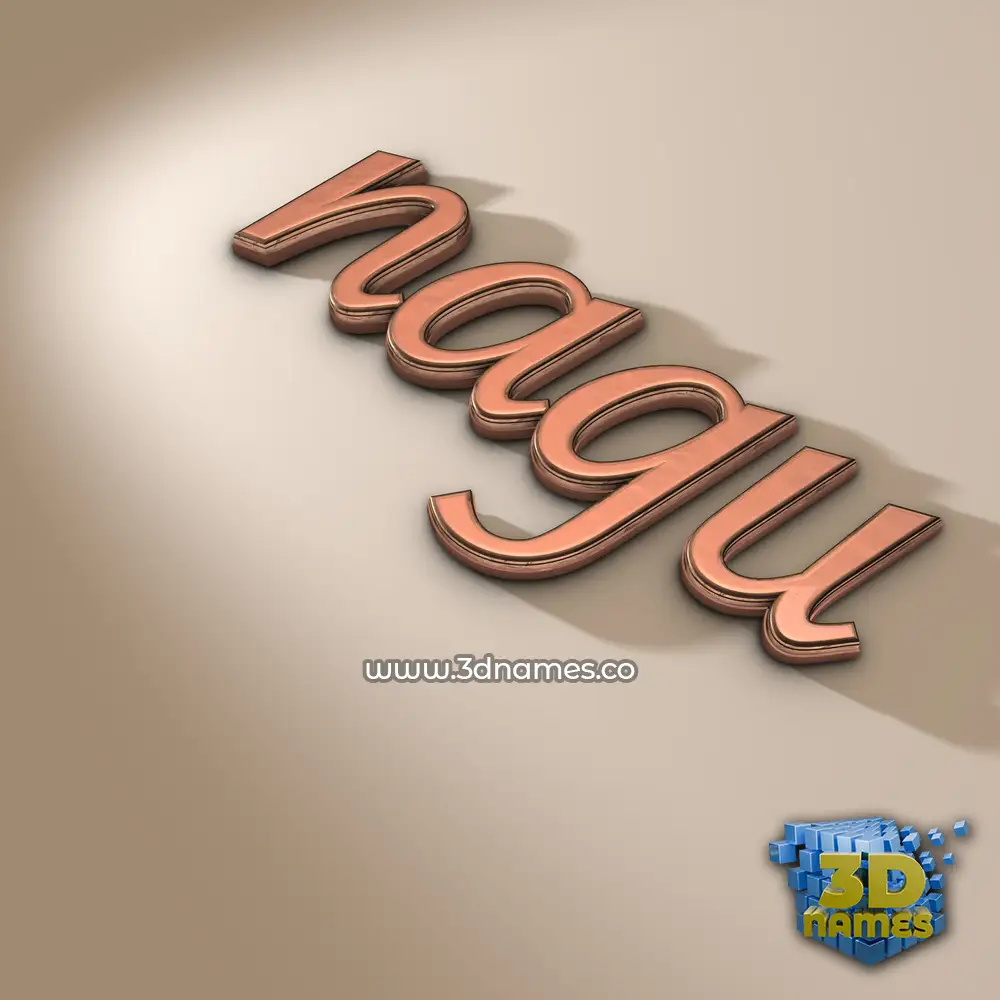 nagu in Rose Gold style - 3D name wallpaper