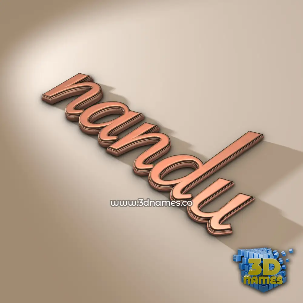 nandu in Rose Gold style - 3D name wallpaper