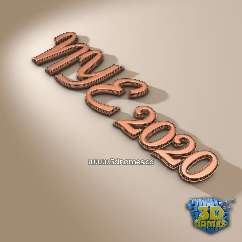 nye 2020 in Rose Gold style - 3D name wallpaper