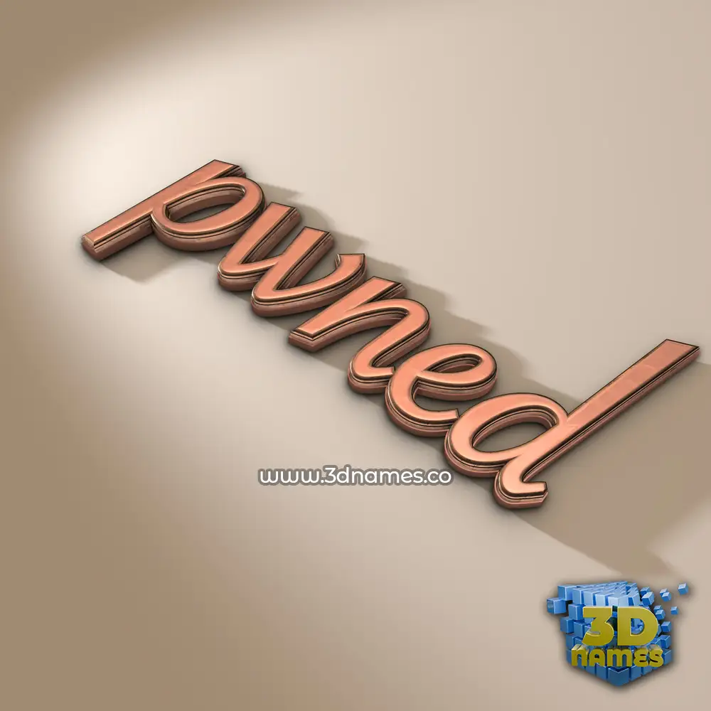 pwned in Rose Gold style - 3D name wallpaper