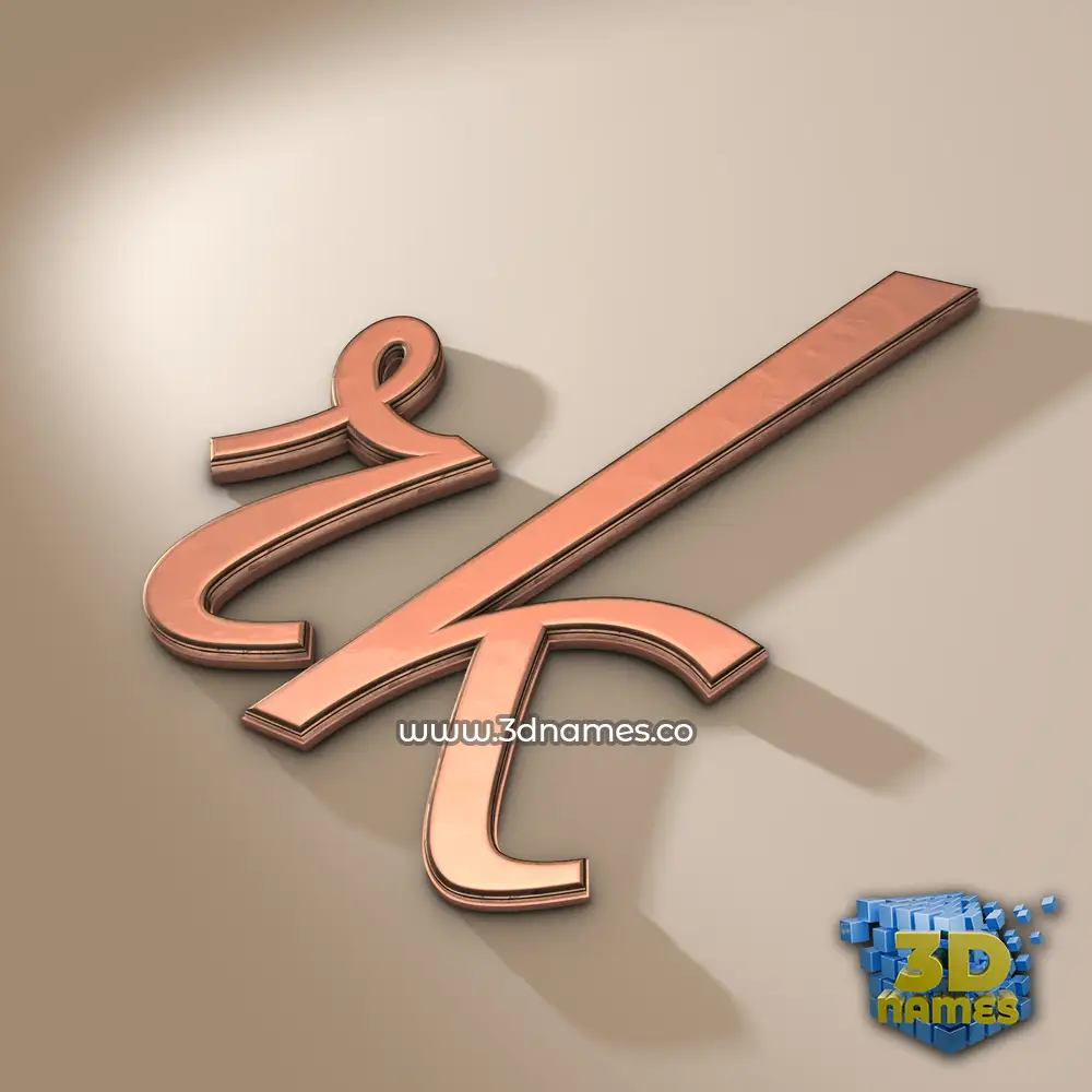 rk in Rose Gold style - 3D name wallpaper