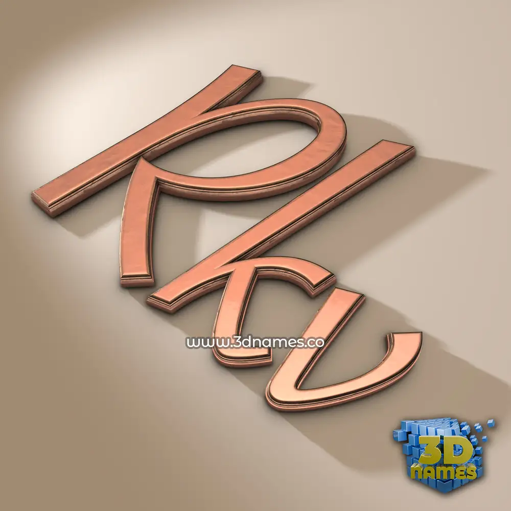 rkv in Rose Gold style - 3D name wallpaper
