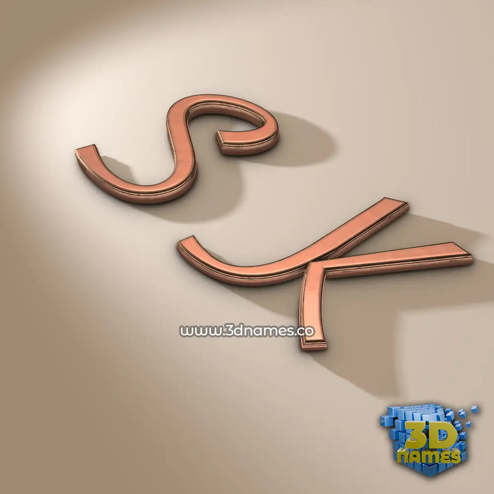 s k in Rose Gold style - 3D name wallpaper