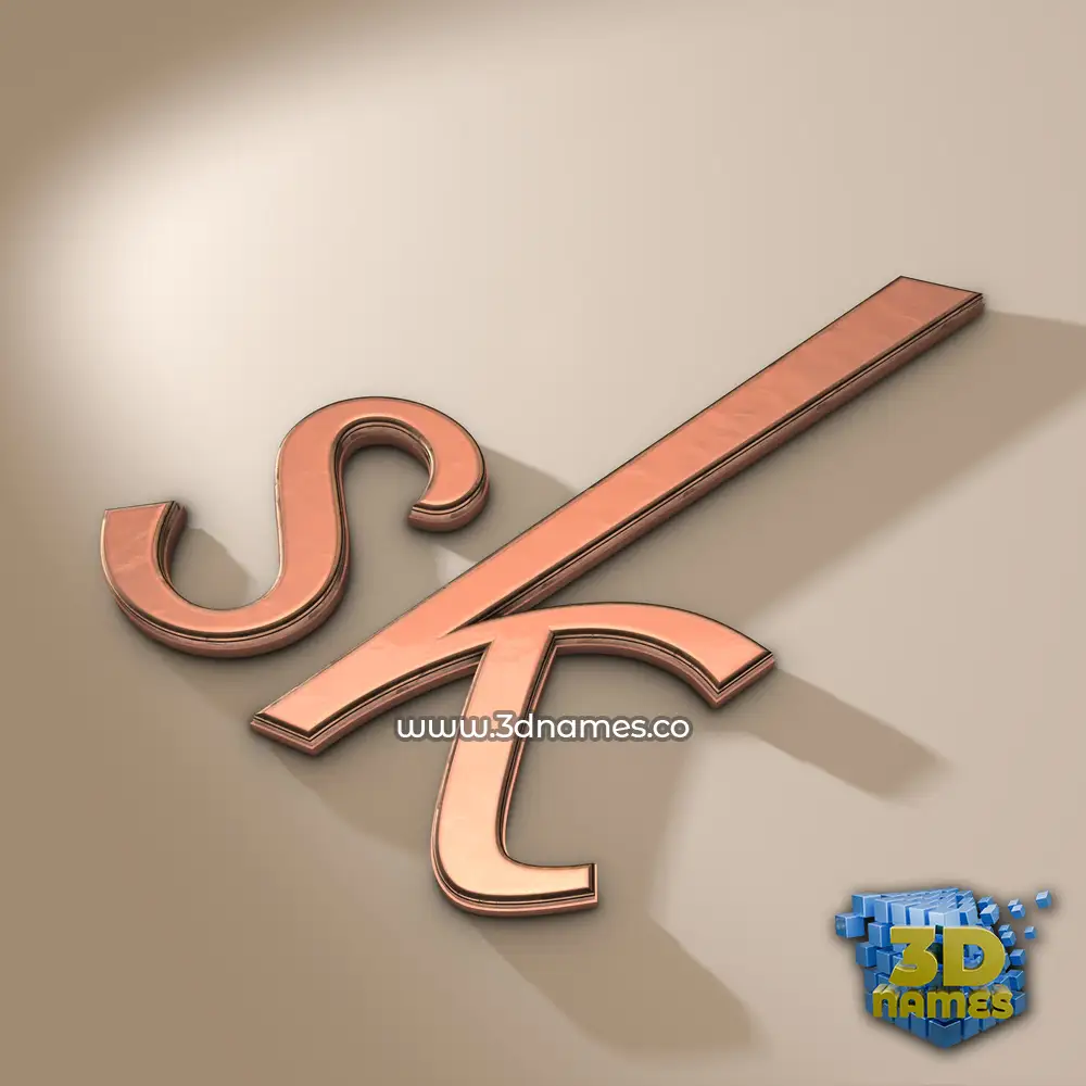 sk in Rose Gold style - 3D name wallpaper