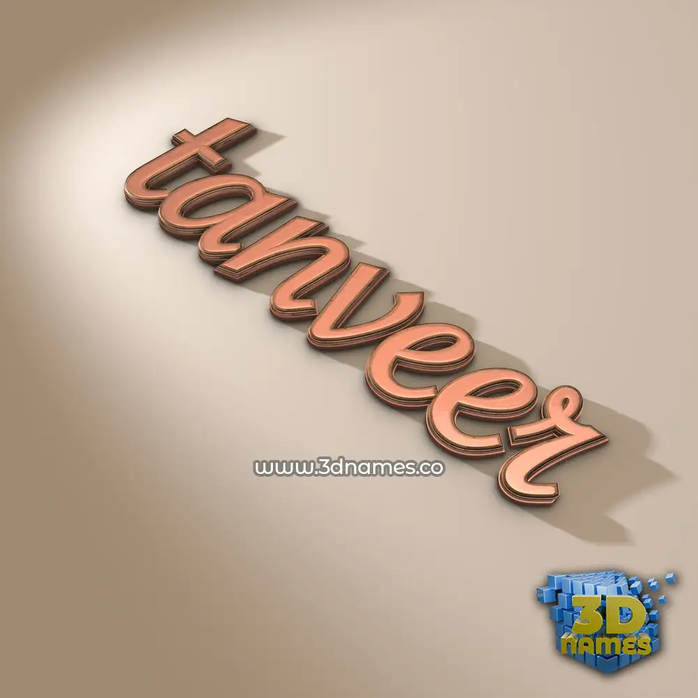 tanveer in Rose Gold style - 3D name wallpaper