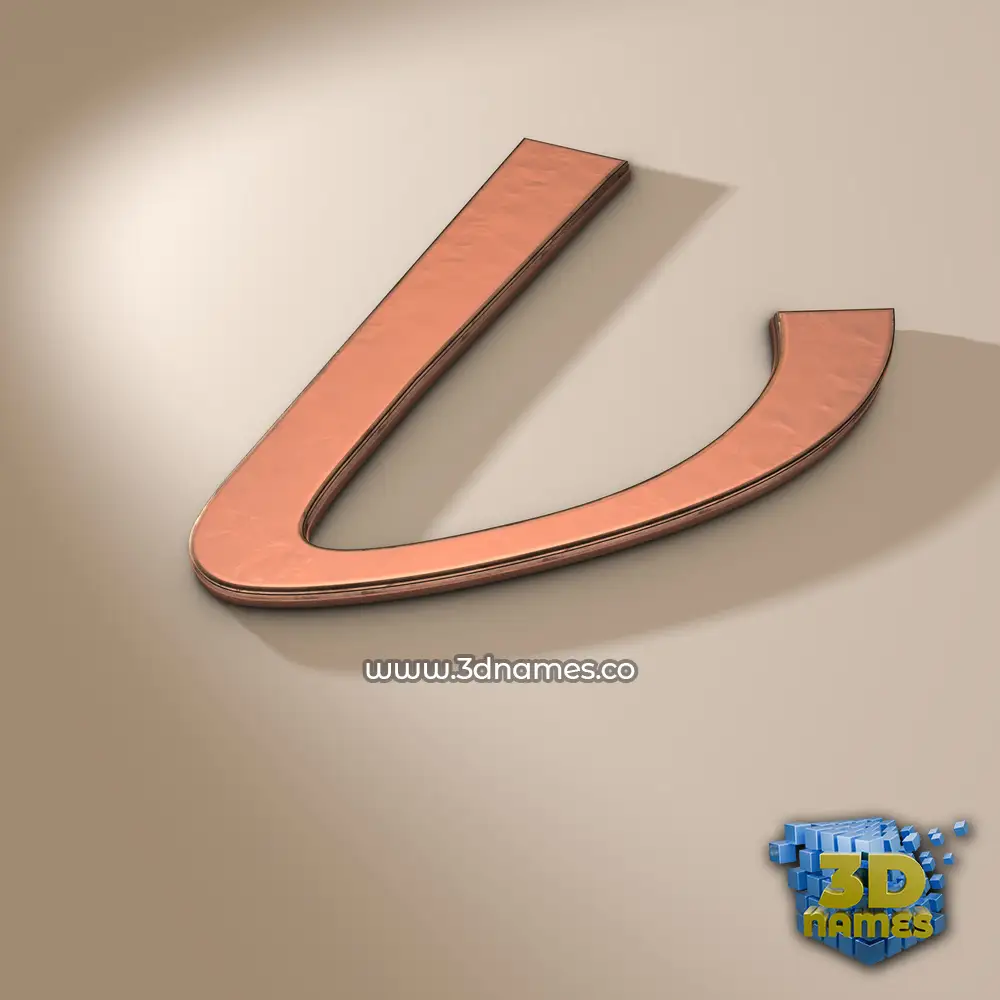 v in Rose Gold style - 3D name wallpaper