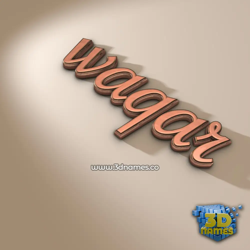 waqar in Rose Gold style - 3D name wallpaper