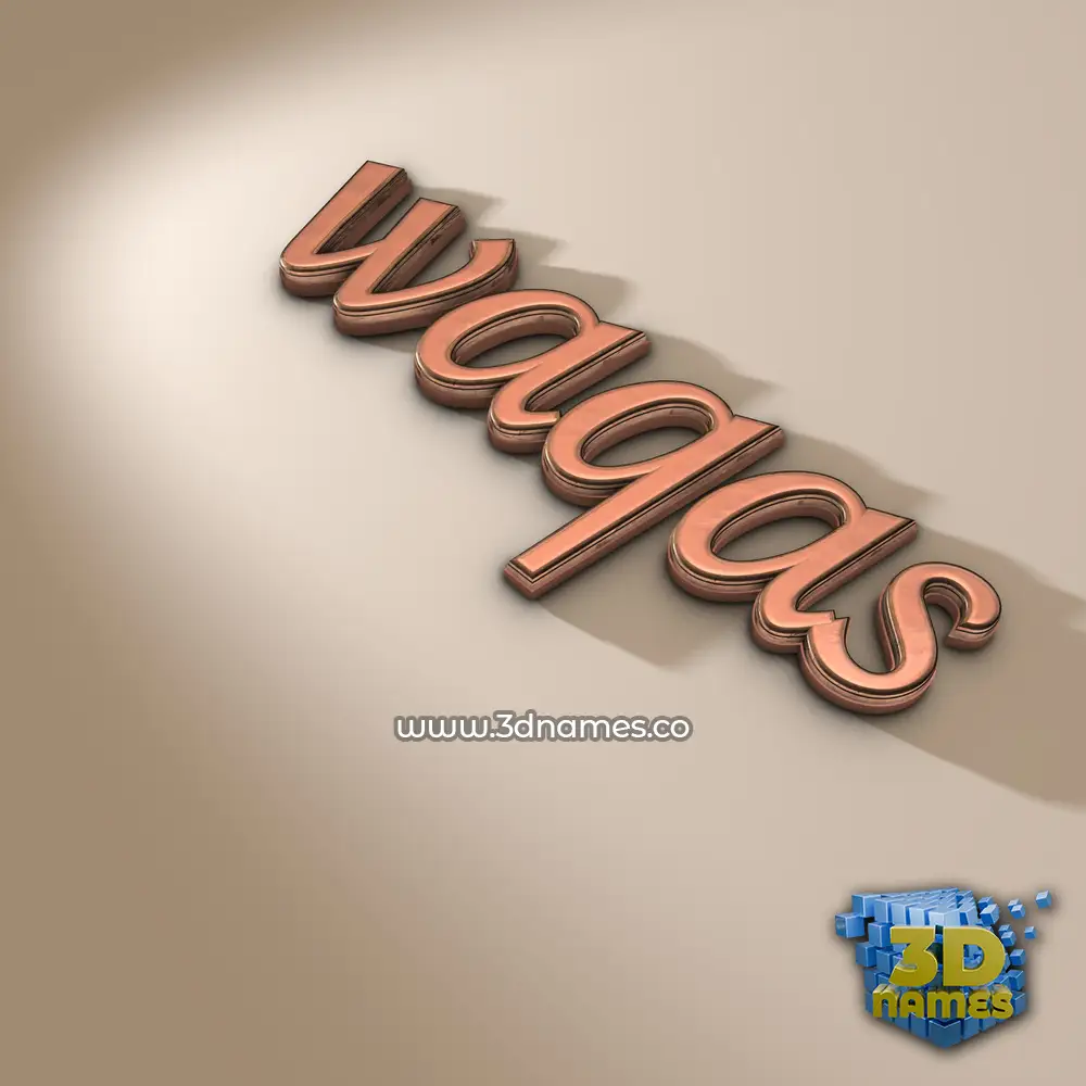 waqas in Rose Gold style - 3D name wallpaper