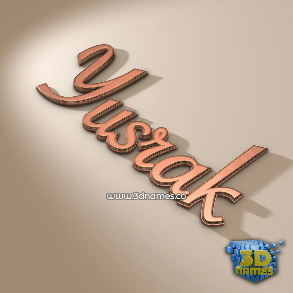 yusrak in Rose Gold style - 3D name wallpaper