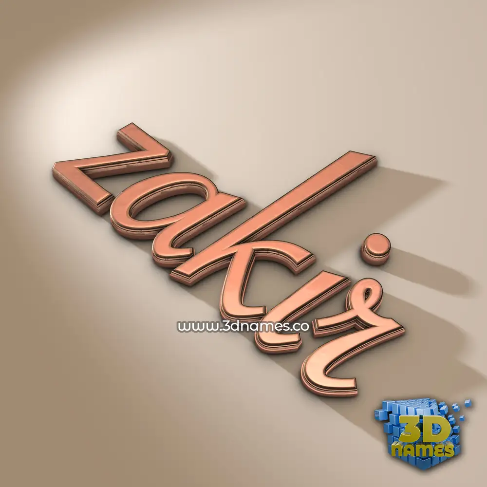 zakir in Rose Gold style - 3D name wallpaper