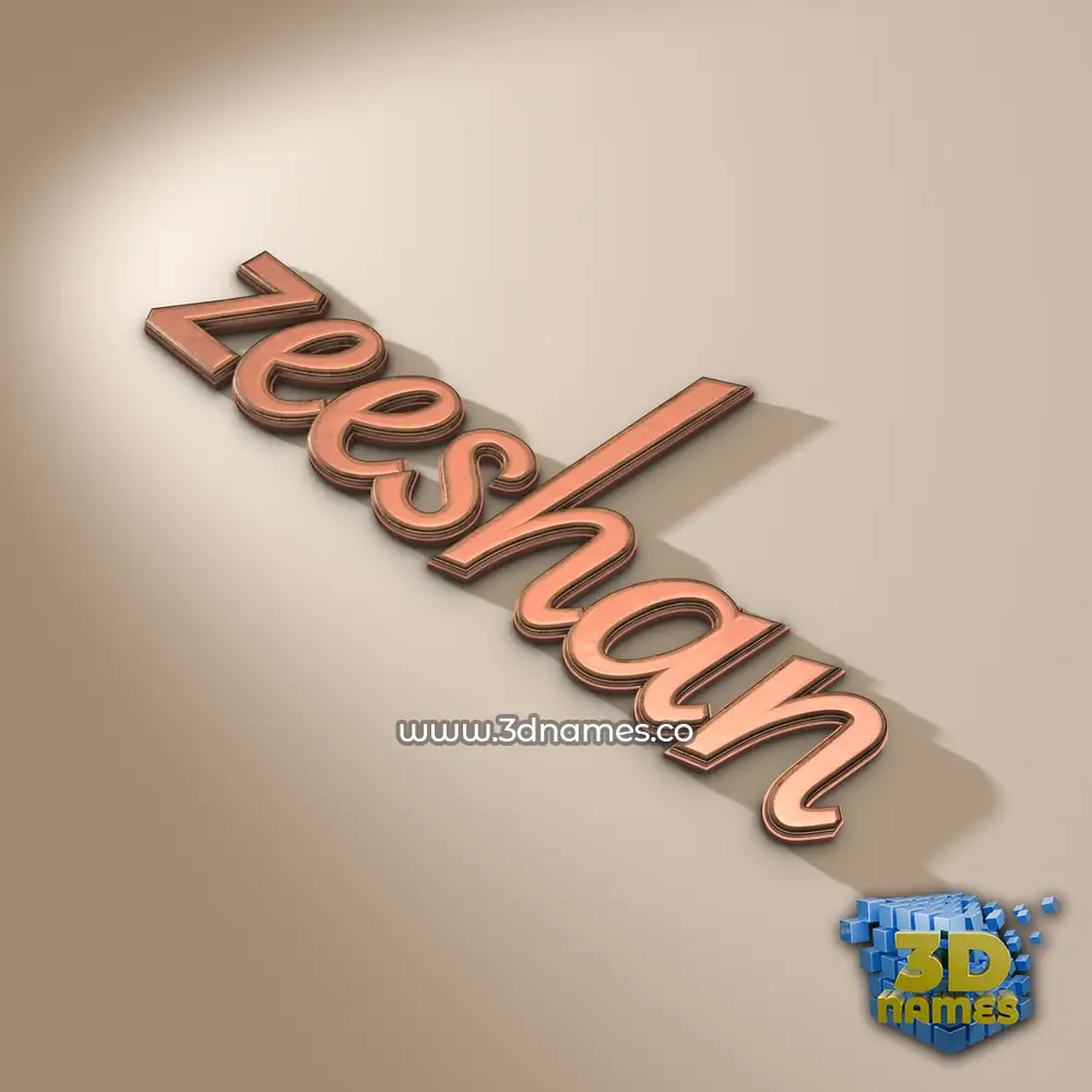 zeeshan in Rose Gold style - 3D name wallpaper
